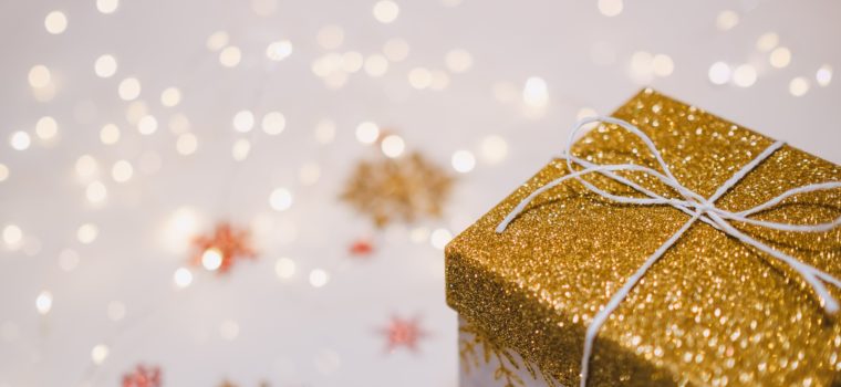 square brown and white gift box
