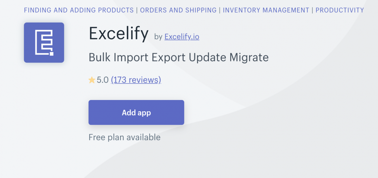 excelify shopify app